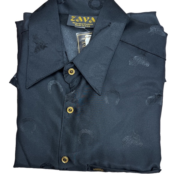 SzXL Zava Short Sleeve Button Down Western Shirt NWT Horses & Horseshoes - Picture 2 of 5